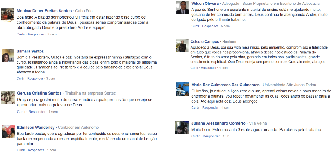 Depoimentos de alunos do Conheça Sua Bíblia de Capa a Capa