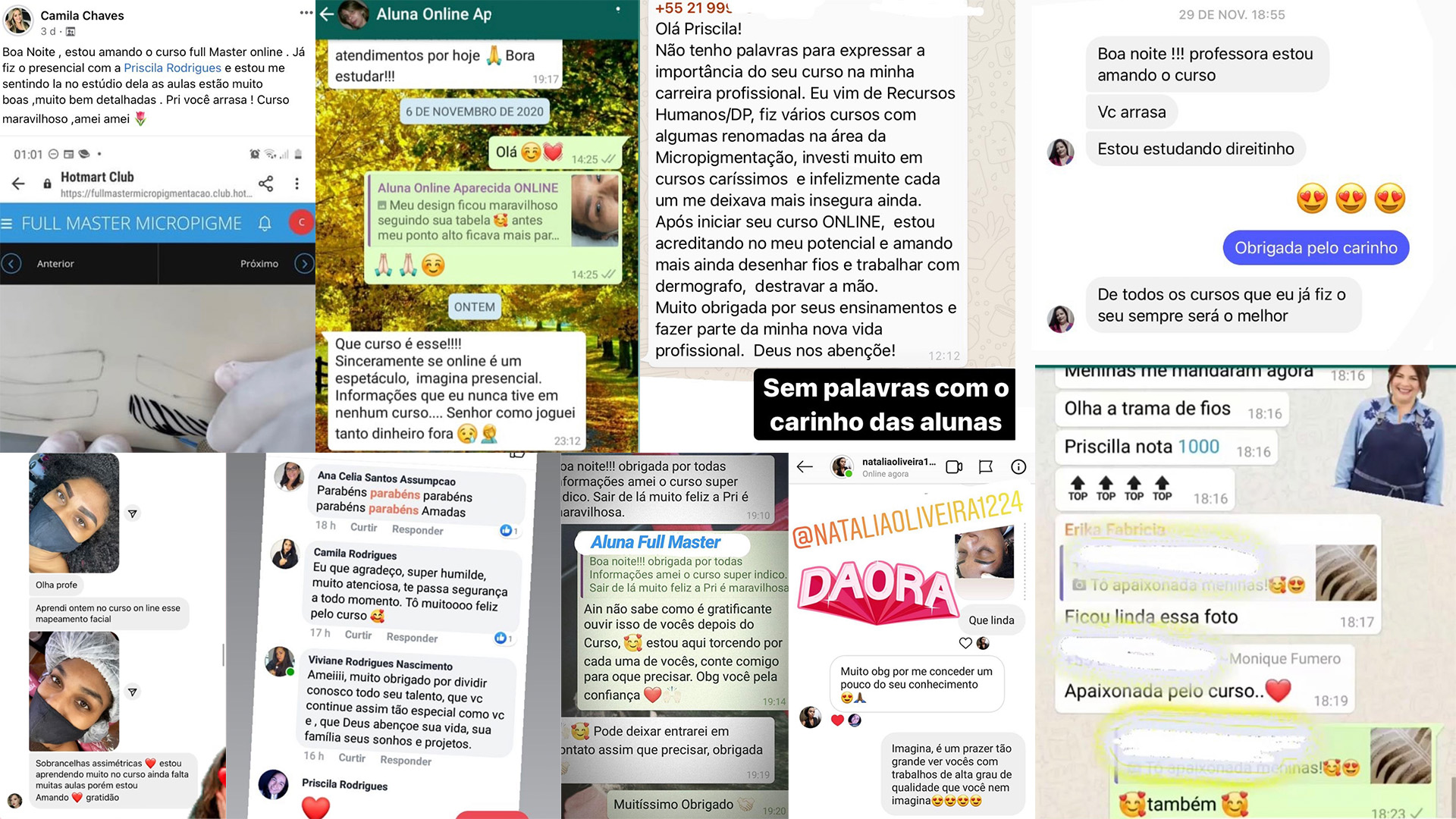 Depoimentos reais de alunas do Mestre da Micropigmentação 2.0