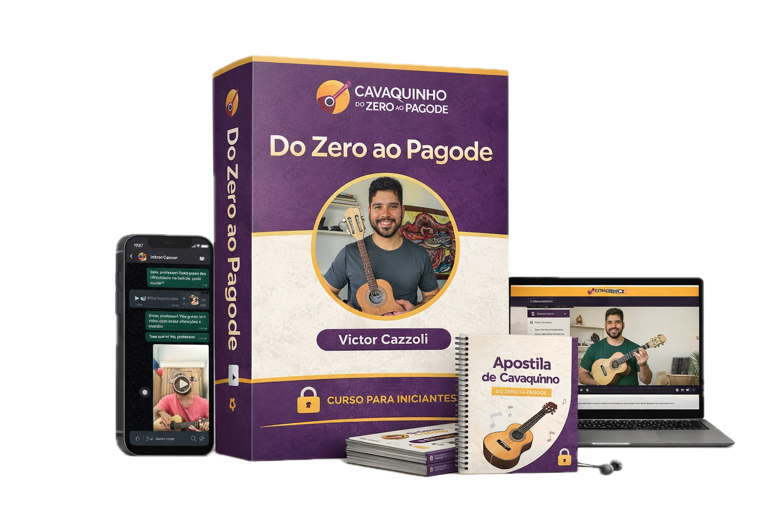 Victor Cazzoli – instrutor do curso Do Zero ao Pagode - Mockup do curso